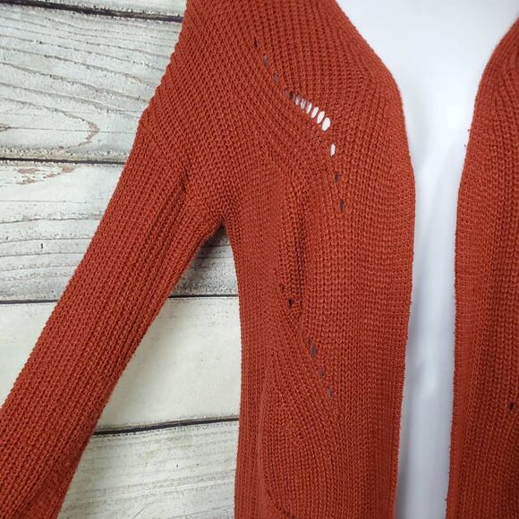 Cyrus C Collection Women’s Rust Open Front Knit Cardigan Small Criss Cross Back - Picture 3 of 8